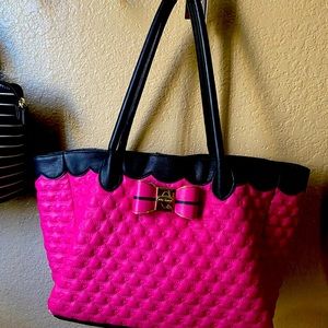 Betsey Johnson quilted tote hand bag purse